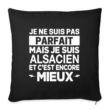 Je ne suis pas parfait mais Alsacien Alsace Cadeau - Housse de coussin décorative 45 x 45 cm - noir - Devant