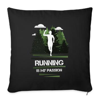 Marathon, Trailrunning Passion - Sofa pillowcase 17,3'' x 17,3'' (45 x 45 cm) - black - Front