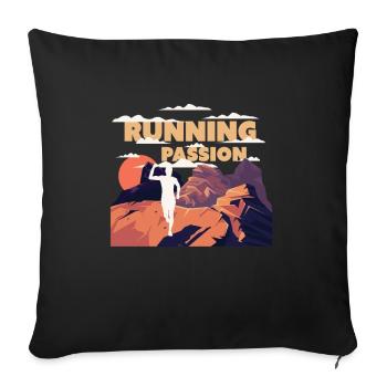 Marathon, Trailrunning Passion - Sofa pillowcase 17,3'' x 17,3'' (45 x 45 cm) - black - Front