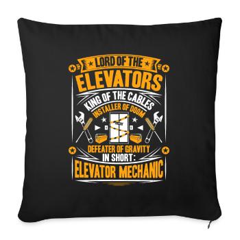 Aufzugsmonteur Aufzugsmechaniker Elevator Mechanic - Sofakissenbezug 45 x 45 cm - Schwarz - Vorne
