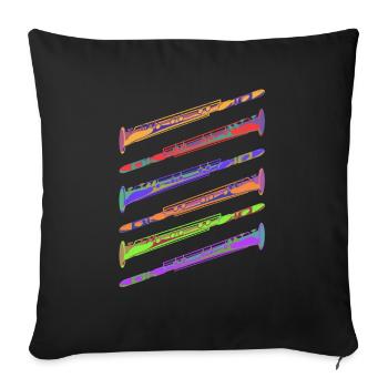 Drôle de clarinette Clarinette Cadeau - Housse de coussin décorative 45 x 45 cm - noir - Devant