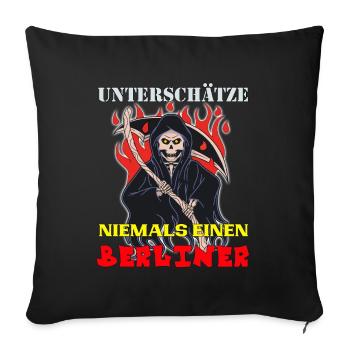 Berlin unterschätze keinen Berliner Skull - Sofakissenbezug 45 x 45 cm - Schwarz - Vorne