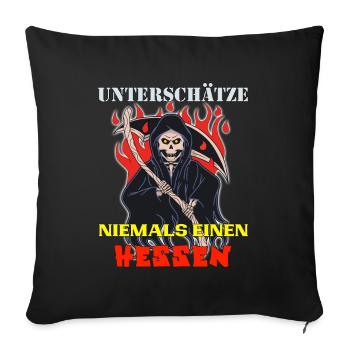 Hessen unterschätze keinen aus Hessen Skull Design - Sofakissenbezug 45 x 45 cm - Schwarz - Vorne