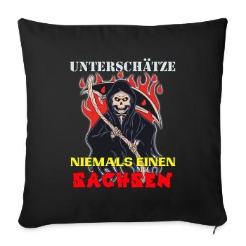 Sachse unterschätze keinen aus Sachsen Skull - Sofakissenbezug 45 x 45 cm - Schwarz - Vorne