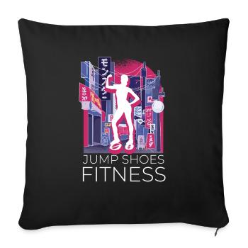 Vaporwave Synthwave Skyline Jump Shoes Fitness - Sofa pillowcase 17,3'' x 17,3'' (45 x 45 cm) - black - Front