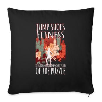Jump Shoes Fitness, la pièce du puzzle - Housse de coussin décorative 45 x 45 cm - noir - Devant