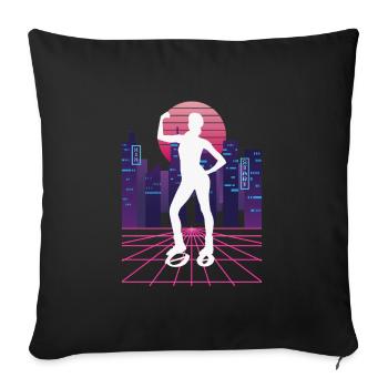 Vaporwave Synthwave Skyline Jump Shoes Fitness - Sofa pillowcase 17,3'' x 17,3'' (45 x 45 cm) - black - Front