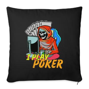 Conception de poker en ligne pour les amis du poker - Housse de coussin décorative 45 x 45 cm - noir - Devant