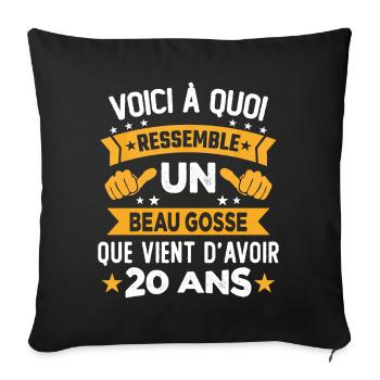 Voici à Quoi Ressemble Un Beau Gosse 20 ans Cadeau - Housse de coussin décorative 45 x 45 cm - noir - Devant