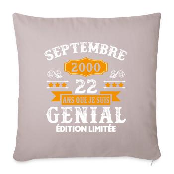22 Ans Anniversaire Vintage Né(e) Septembre 2000 - Housse de coussin décorative 45 x 45 cm - taupe clair - Devant