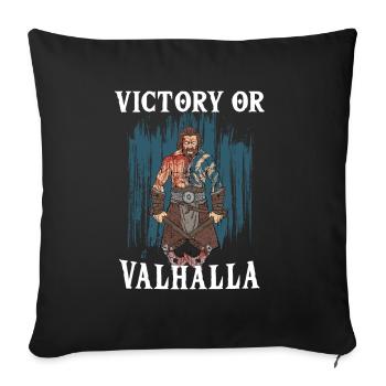 Victoire ou Valhalla Viking Warrior - Housse de coussin décorative 45 x 45 cm - noir - Devant