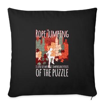 Le saut à la corde, la pièce du puzzle - Housse de coussin décorative 45 x 45 cm - noir - Devant