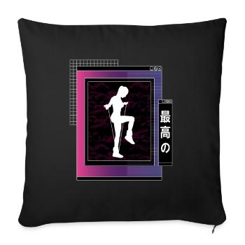 Vaporwave Metaverse Saut à la corde - Housse de coussin décorative 45 x 45 cm - noir - Devant