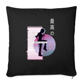 Vaporwave Metaverse Saut à la corde - Housse de coussin décorative 45 x 45 cm - noir - Devant