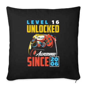 16e anniversaire Jeune joueur de jeu - Housse de coussin décorative 45 x 45 cm - noir - Devant