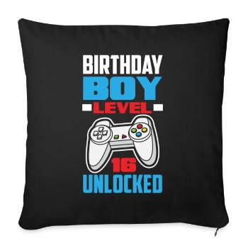 16e anniversaire Jeune joueur de jeu - Housse de coussin décorative 45 x 45 cm - noir - Devant