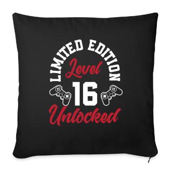 16e anniversaire Jeune joueur de jeu - Housse de coussin décorative 45 x 45 cm - noir - Devant