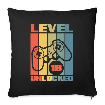 16. Geburtstag Jungen Gaming Gamer - Sofakissenbezug 45 x 45 cm - Schwarz - Vorne