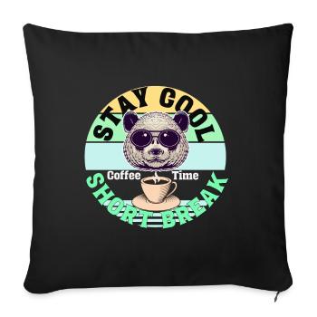 Kaffee Panda Temps de pause café Kaffee Pause - Housse de coussin décorative 45 x 45 cm - noir - Devant