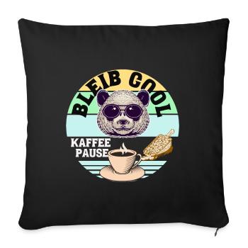 Kaffee Panda Coffee Break Time Kaffee Pause - Sofakissenbezug 45 x 45 cm - Schwarz - Vorne