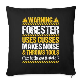 Forester Forestry Forester Forest Worker Forest - Sofa pillowcase 17,3'' x 17,3'' (45 x 45 cm) - black - Front