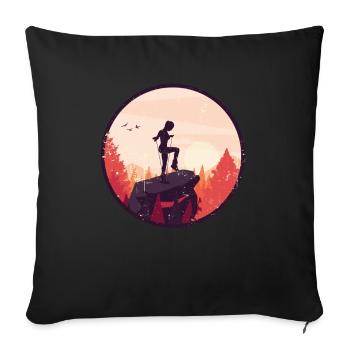 Rope Jumping Rope Jumping Woman - Sofa pillowcase 17,3'' x 17,3'' (45 x 45 cm) - black - Front