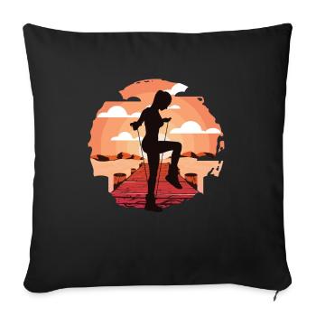 Rope Jumping Rope Jumping Woman - Sofa pillowcase 17,3'' x 17,3'' (45 x 45 cm) - black - Front