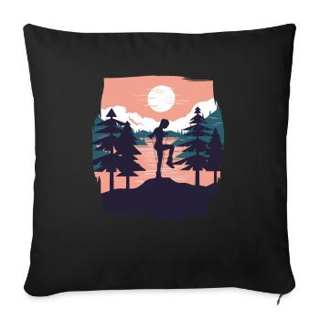 Rope Jumping Rope Jumping Woman - Sofa pillowcase 17,3'' x 17,3'' (45 x 45 cm) - black - Front