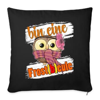 Witzige Eule Frostbeule Wortspiel Vogel ist Kalt - Sofakissenbezug 45 x 45 cm - Schwarz - Vorne