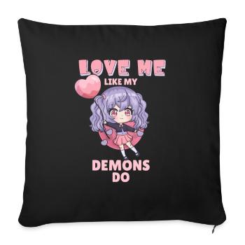 Aimez-moi comme mes démons font Anime Girl - Housse de coussin décorative 45 x 45 cm - noir - Devant