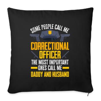Gardien de prison Agent correctionnel - Housse de coussin décorative 45 x 45 cm - noir - Devant