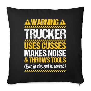 Chauffeur de camion Chauffeur de camion Chauffeur professionnel Camionneur - Housse de coussin décorative 45 x 45 cm - noir - Devant