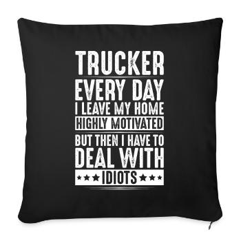 Chauffeur de camion Chauffeur de camion Chauffeur professionnel Camionneur - Housse de coussin décorative 45 x 45 cm - noir - Devant