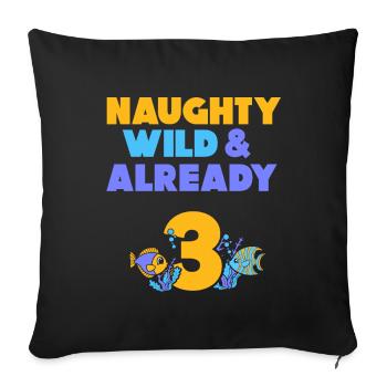 3 Jahre Geburtstag Junge Mädchen Fisch - Sofakissenbezug 45 x 45 cm - Schwarz - Vorne