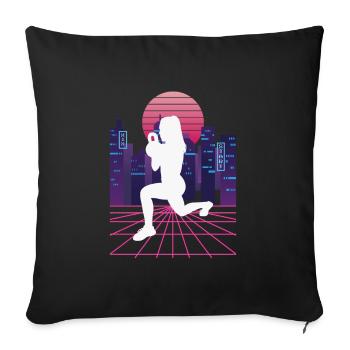 Vaporwave Synthwave Skyline HIIT - Sofa pillowcase 17,3'' x 17,3'' (45 x 45 cm) - black - Front