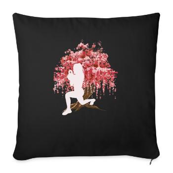 Japanische Kirschblüte HIIT - Sofakissenbezug 45 x 45 cm - Schwarz - Vorne