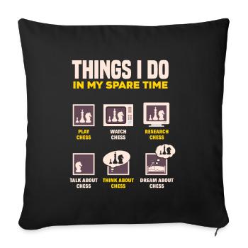 Funny Chess Player Chess Player Gift - Sofa pillowcase 17,3'' x 17,3'' (45 x 45 cm) - black - Front