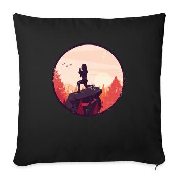 HIIT Fitness Woman - Sofa pillowcase 17,3'' x 17,3'' (45 x 45 cm) - black - Front