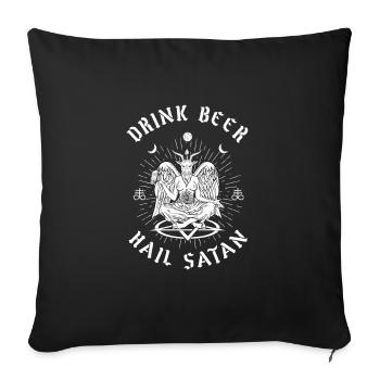 Drink Beer Hail Satan Baphomet Occult - Sofakissenbezug 45 x 45 cm - Schwarz - Vorne