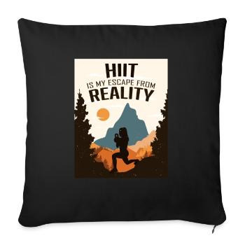 HIIT, Fitness Woman - Sofa pillowcase 17,3'' x 17,3'' (45 x 45 cm) - black - Front