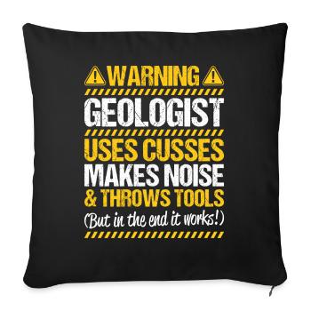 Géologue Géologue Géologue Géologie Géologine - Housse de coussin décorative 45 x 45 cm - noir - Devant
