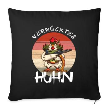 Crazy Chicken Funny Farmer - Sofa pillowcase 17,3'' x 17,3'' (45 x 45 cm) - black - Front