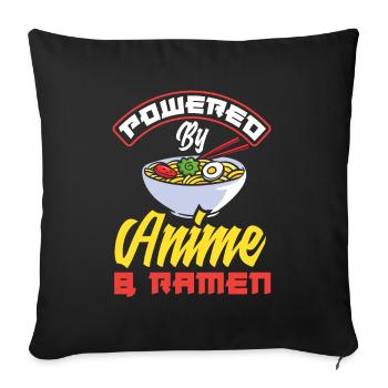 Powered By Anime & Ramen Funny Ramen Anime - Sofa pillowcase 17,3'' x 17,3'' (45 x 45 cm) - black - Front