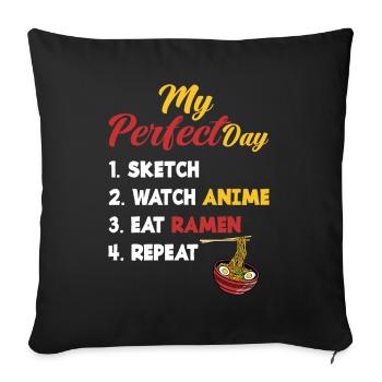 Drawing Anime Ramen Funny Ramen Gift - Sofa pillowcase 17,3'' x 17,3'' (45 x 45 cm) - black - Front