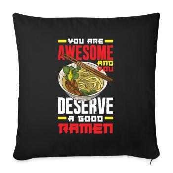 Funny Ramen Gift - Sofa pillowcase 17,3'' x 17,3'' (45 x 45 cm) - black - Front
