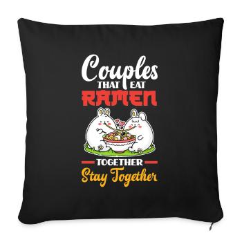Amateurs de ramen de la Saint-Valentin - Housse de coussin décorative 45 x 45 cm - noir - Devant