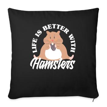 Drôle de cadeau de hamster - Housse de coussin décorative 45 x 45 cm - noir - Devant