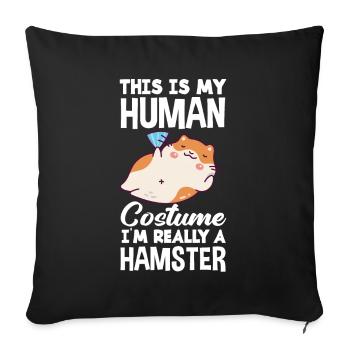 Drôle de cadeau de hamster - Housse de coussin décorative 45 x 45 cm - noir - Devant