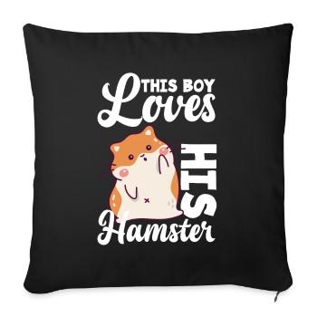 Ce garçon aime son hamster - Housse de coussin décorative 45 x 45 cm - noir - Devant