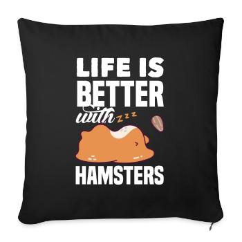 Drôle de cadeau de hamster - Housse de coussin décorative 45 x 45 cm - noir - Devant
